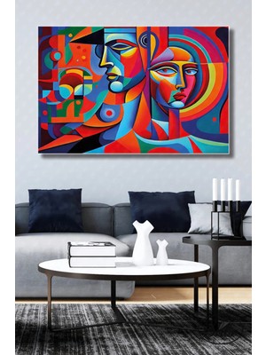 Şehzat Tekli Yatay Kanvas Dekoratif Duvar Tablosu Soyut Kübist Illüstrasyon