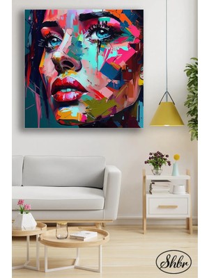 Şehzat Tekli Kare Kanvas Dekoratif Duvar Tablosu Salon Yatak Odası Kafe Kuaför Ofis Kadın Portre