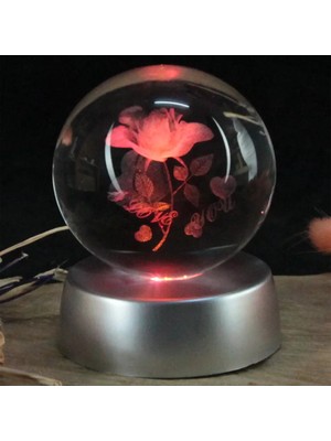 Uravas Store Renk Değiştiren Işıklı Cam Küre Gül
