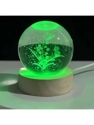 Uravas Store Ahşap Altlıklı Renk Değiştiren USB Li Cam Küre