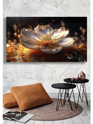 Şehzat Tekli Yatay Kanvas Tablo, 3D Harika Lotus Çiçeği, Illüstrasyon, Dekoratif Kanvas Duvar Tablosu