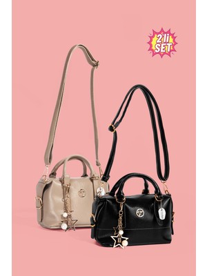 Westbag 2'li Parlak Rugan Deri Star Charm Detaylı El ve Omuz Askılı Çanta