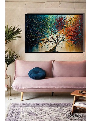 Şehzat Tekli Yatay Kanvas Dekoratif Salon Yatak Odası Duvar Tablosu Mevsimlerin Dansı Illüstrasyon