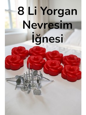 Katilus Pratik 8 'li Gül Şeklinde Çok Amaçlı Yorgan Sabitleme Iğnesi Çarşaf Yorgan Kılıfı Sabitleyici