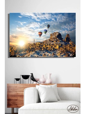Şehzat Tekli, Yatay, Kanvas, Dekoratif, Duvar, Tablosu , Kapadokya'da Gün Doğumu,