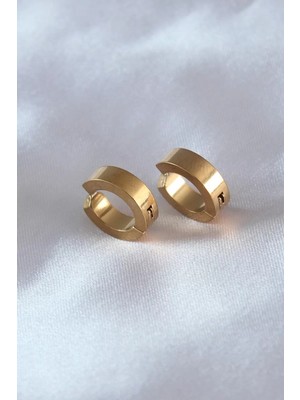 Uravas Store Çelik Gold Renk Sıkıştırmalı Erkek Küpe - TJ-EKP278