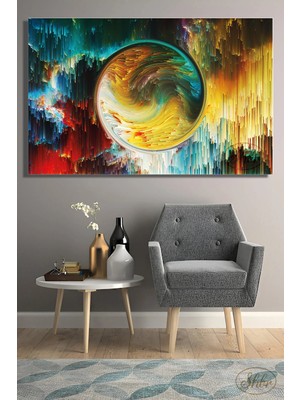 Şehzat Tekli, Yatay, Kanvas, Dekoratif, Duvar, Tablosu , Renklerin Ahengi, Soyut Tasarım,