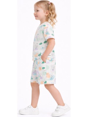 Harika Kids Kız Çocuk Şortlu Takım Yazlık Pamuklu Tişört Şort 2’li Set
