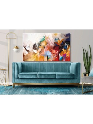 Şehzat Tekli Yatay Kanvas Dekoratif Duvar Tablosu, Soyut Çiçekler