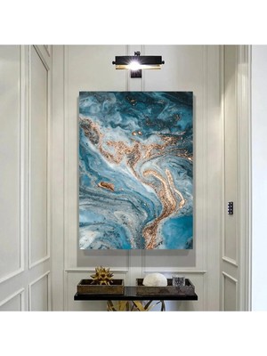 Şehzat Özgün Tasarım Soyut Abstract Mavi Gold Kanvas Tablo