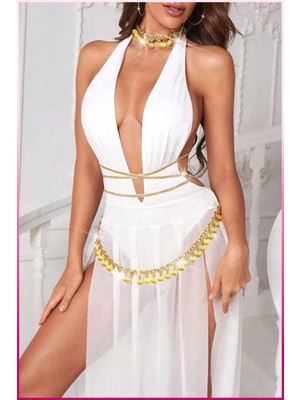 MiraLive Siyah Pul Aksesuarlı Tül Etekli Kadın Seksi Gecelik