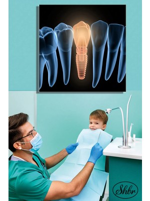 Şehzat Tekli Kare Kanvas Dekoratif Duvar Tablosu Dişçi Ağız ve Diş Sağlığı Diş Polikliniği Hastahane