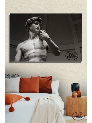 Şehzat Tekli, Yatay, Kanvas, Dekoratif, Duvar, Tablosu , Michelangelo, Davud Heykeli, David Statues,