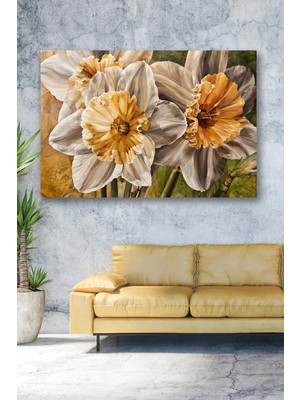 Şehzat Altın Çiçek Kanvas Tablo