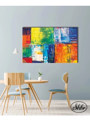 Şehzat Tekli Yatay Kanvas Tablo Soyut, Pastel Renkler, Yağlı Boya Effektli, Dekoratif Kanvas Duvar Tablosu