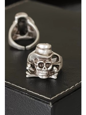 Uravas Store Kuru Kafa Tasarımlı Eskitme Gümüş Renkli Ayarlamalı Model Erkek Yüzük - TJ-EY216