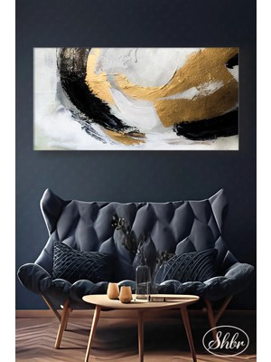 Şehzat Tekli Yatay Kanvas Dekoratif Duvar Tablosu Salon Yatak Odası Kafe Ofis Soyut Modern Sanat