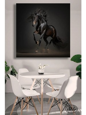 Şehzat Tekli Kare Kanvas Dekoratif Duvar Tablosu Salon Yatak Odası Mutfak Kafe Ofis At Tablosu