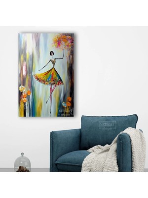 Şehzat Çiçek Kız - Laminasyonlu Dekoratif Tekli Dikey Kanvas Duvar Tablosu