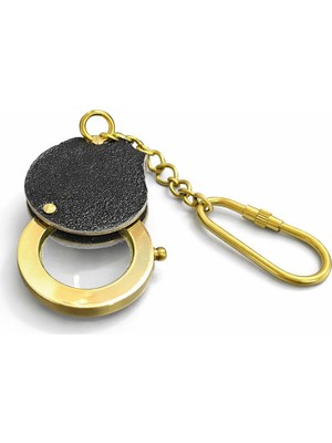 Nuveden Ieg™ Deri Detaylı Pirinç Büyüteç Anahtarlık