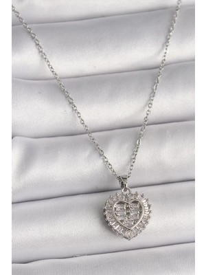 Uravas Store Çelik Gümüş Renk Zincir Zirkon Taşlı Model Kadın Kolye - TJ-BKO9787