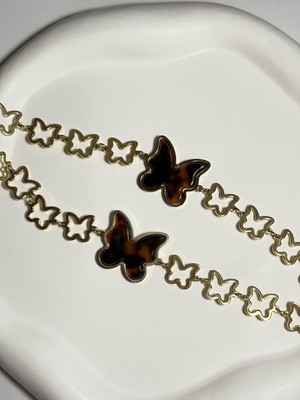 Gold Kelebek Detaylı Çelik Bileklik Hediyelik Bileklik