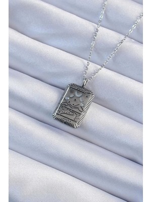 Uravas Store Çelik Zincir Eskitme Gümüş Renk Ay Figürlü Tarot Kolye - TJ-BKO9222