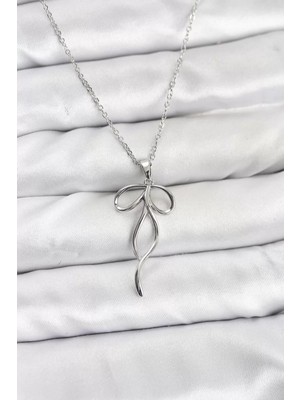 Uravas Store Çelik Zincir Gümüş Renk Fiyonk Model Kadın Kolye - TJ-BKO10868
