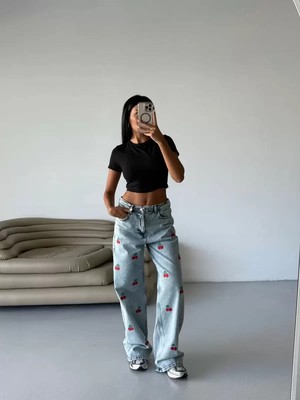 Dadya Milla Dadyaml Cherry Cool Wide Leg Jean 9561