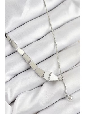 Uravas Store Pirinç Yılan Model Gümüş Renk Asansörlü Kadın Kolye - TJ-BKO10553