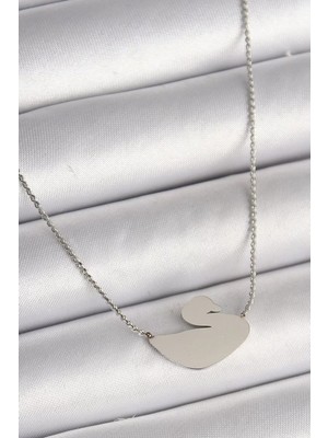 Uravas Store Çelik Gümüş Renk Zincir Kuğu Model Kadın Kolye - TJ-BKO9872