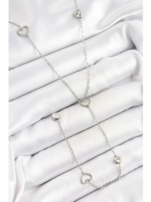 Uravas Store Çelik Zirkon Taşlı Figürlü Y Model Gümüş Renk Kadın Kolye - TJ-BKO10334