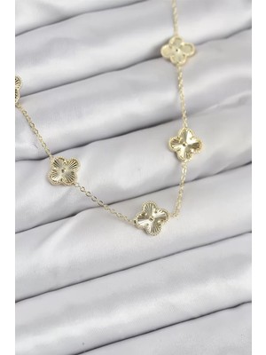 Uravas Store Pirinç Gold Renk Yonca Kadın Kolye - TJ-BKO10561