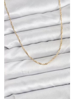 Uravas Store cm 14K Gold Renk Pirinç Ezme Burgu Model Kadın Kolye - TJ-BKO10916