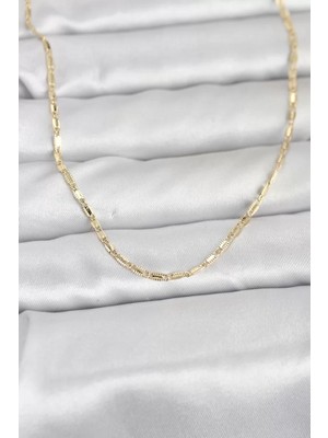 Uravas Store cm 14K Gold Renk Lazerli Zincir Model 60 cm Kadın Kolye - TJ-BKO10957