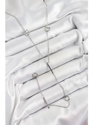 Uravas Store Çelik Figürlü Y Model Gümüş Renk Kadın Kolye - TJ-BKO10330