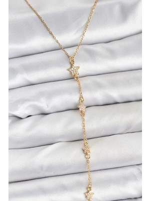 Uravas Store Çelik Zincir Gold Renkli Yıldız Model Kadın Y Kolye - TJ-BKO10670