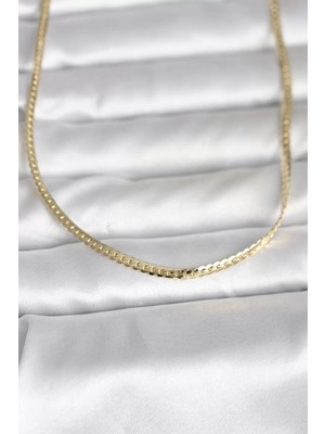 Uravas Store cm 14K Gold Renk Yassı Zincir Model 45 cm Kadın Kolye - TJ-BKO11002