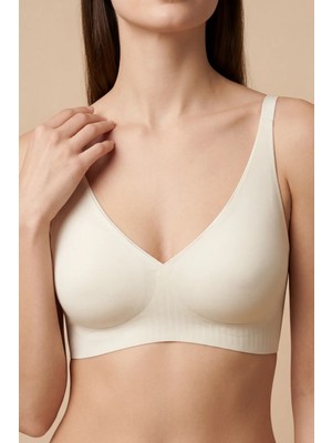 C&city Balensiz Dikişsiz Lazer Kesim Pedli Sütyen CC417 Ekru