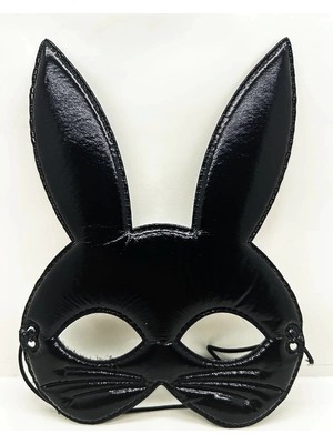 Buğz Siyah Renk Kumaş Malzemeden Imal Eva Tavşan Maskesi 19X15 cm
