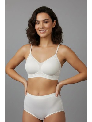 C&city Balensiz Dikişsiz Lazer Ip Askılı Pedli Sütyen C26235 Ekru