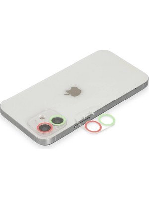 Buğz Iphone 12 Renkli Kamera Lens Koruma Cam - Yeşil-Pembe