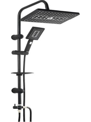 Uravas Store Lüks Robot Duş Seti Mat Siyah Dikdörtgen | Çok Fonksiyonlu Yağmur Robot Duş Sistemi Siyah