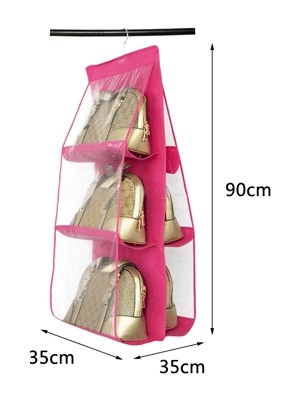 Uravas Store 6 Gözlü Pratik Dolap Içi Çanta Askılığı/organizer (Pembe)