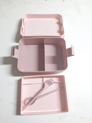 Uravas Store Kulplu Beslenme Kabı 2 Bölmeli Mandallı Diyet Kabı -Çatal Kaşık Dahildir