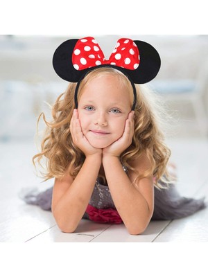Uravas Store Kırmızı Fiyonklu Minnie Mouse Taç Tacı Kafa Bandı