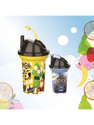 Uravas Store Tedy Pipetli Çocuk Içecek Bardağı Desenli Bardak 300ML