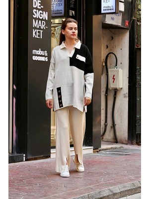 Uravas Store Kuş Gözü Triko Takım Beyaz