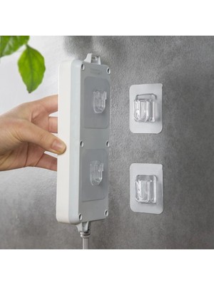 Uravas Store 10 Adet Şeffaf Çift Taraflı Yapışkanlı Geçmeli Klips Eşya Sabitleme Askısı