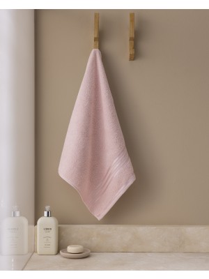 Madame Coco Marnot Bordürü %100 Pamuk Floşlu Yüz Havlusu - Pudra - 50X80 cm